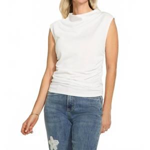 NEW FDJ rushed cap sleeveless top in white